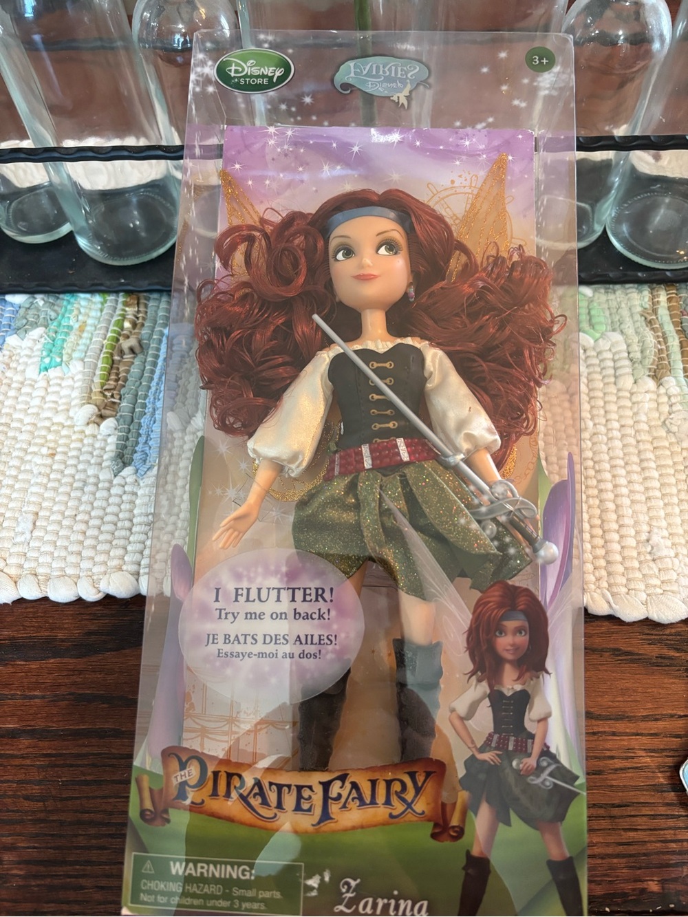 New Disney Store ZARINA Tinkerbell Pirate Fairy Red Hair Flutter Wings NIB